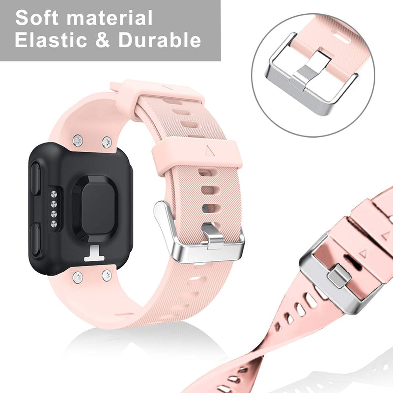 Veezoom Band Compatible with Garmin Forerunner 35, Soft Silicone Replacement Band Wristband for Forerunner 35 Smart Watch, Multi Colors with Silver or Black Metal Buckle Pink - LeoForward Australia