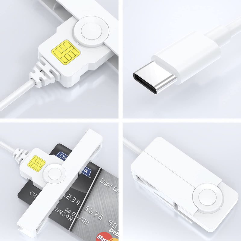  [AUSTRALIA] - Type C CAC Reader, DOD Military USB C Common Access CAC Card Reader, USB C Smart Card Reader PIV CAC Reader Credit Card Reader Compatible with Windows, Mac OS(Mini Fold and Portable Type C) 318FX