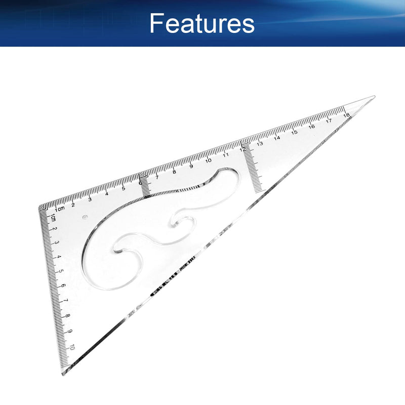  [AUSTRALIA] - Auniwaig Triangle Set 20cm Measuring Range 30/60/90 & 45/90 Transparent Triangle Ruler Set Square Metric 30/60/90 Degree 45/90 Degree 1mm Accuracy 1 Set