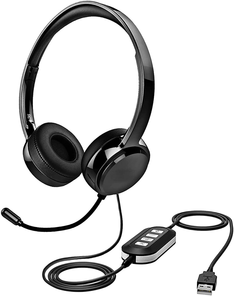  [AUSTRALIA] - Headset with Microphone for PC, Quality 3.5mm/USB Headset with Microphone Noise Canceling for Laptop, Computer Headset with Mute/Sidetone, USB Headphones with Microphone Long Cord for Zoom MS Teams