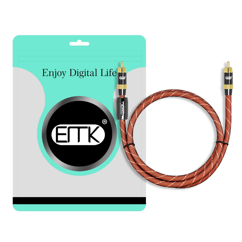 EMK Digital Coaxial Audio Cable Subwoofer Cable RCA to RCA Cable - Dual Shielded - Gold-Plated - Orange (3Ft/1Meters) 3Ft/1Meters - LeoForward Australia