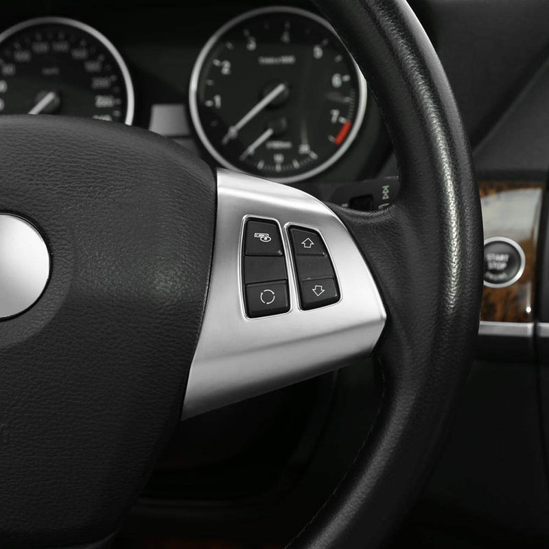 [AUSTRALIA] - Wheel Button Decoration, Fydun Car Steering Wheel Button Cover Chrome Steering Wheel Button Frame Decoration Cover Trim 2pcs for X5 E70 2008-2013