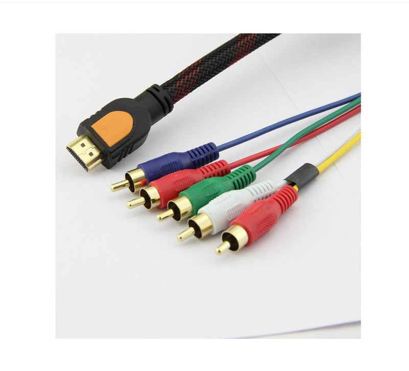  [AUSTRALIA] - Nightwolf ® 5 Ft 1.5M HDMI to RCA Cable, HDMI Type A Male to 5RCA Male Plug Video Audio Cale Converter Adapter Cable for HDTV Plasma TV DVD and Most LCD Projectors (Black,Nylon)
