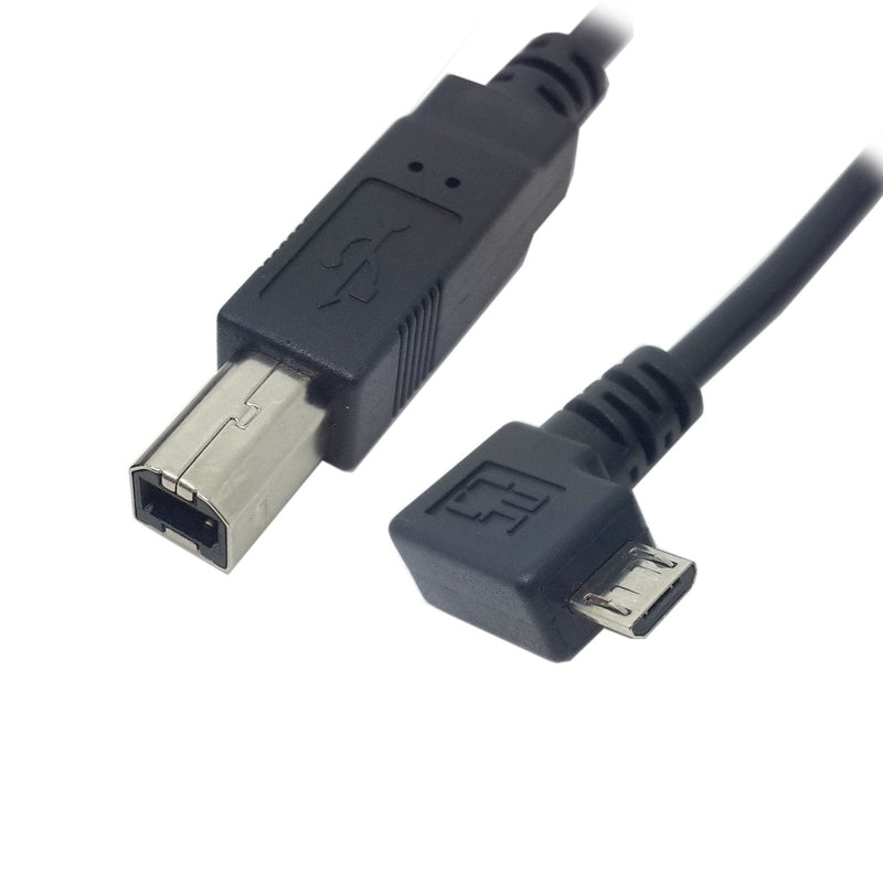  [AUSTRALIA] - Cablecc Left Angled 90 Degree Micro USB OTG to Standard B Type Printer Scanner Hard Disk Cable 60cm