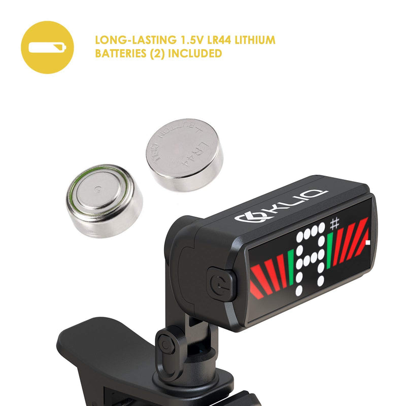 KLIQ Ultra-TinyTuner (UT2), Micro Clip-On Tuner - for use with Guitar, Ukulele, Violin, Bass and all stringed instruments (for Acoustic & Electric Guitar, Bass, Mandolin, Violin, Ukulele, and Banjo) UT2 - LeoForward Australia