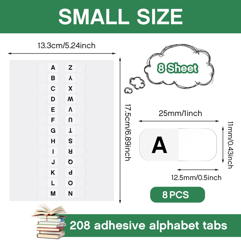  [AUSTRALIA] - Permanent Alphabetical Tab Indexes Self Adhesive Page Tabs Small Tabs for Notebooks A-Z Index Tabs Plastic Alphabetical File Dividers Sticky Letters Alphabet Tabs for School Office (208) 208