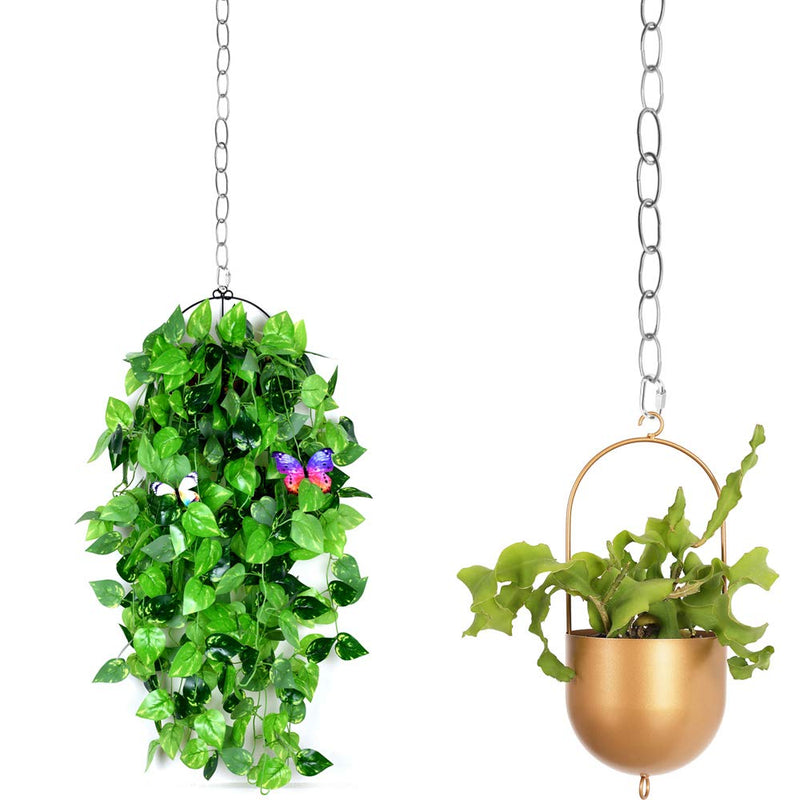  [AUSTRALIA] - 2 Pcs Chain Extension,Sonku 39 Inch Long Coated Iron Decorator Chain with 4 Pcs Connection Locks for Hanging Plants,Basket,Bird Feeder-Silver Silver