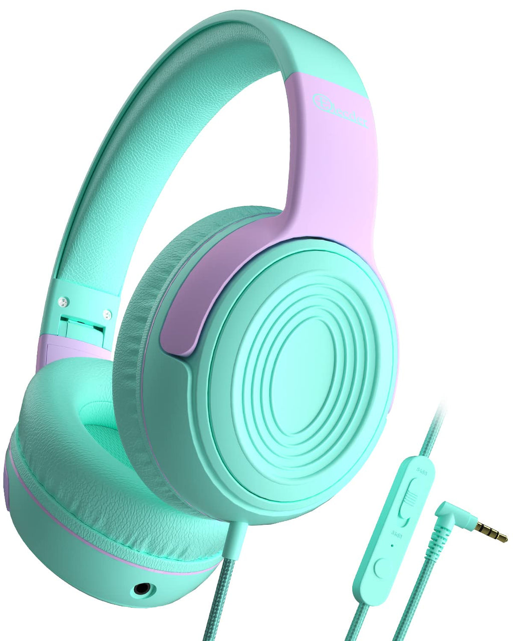  [AUSTRALIA] - Kids Headphones, Elecder S8 Wired Headphones for Kids with Microphone for Boys Girls, Adjustable 85dB/94dB Volume Limited, 3.5 mm Jack for/Kindle/Smartphones/Tablet/Airplane Travel(Green/Purple) Green/Purple