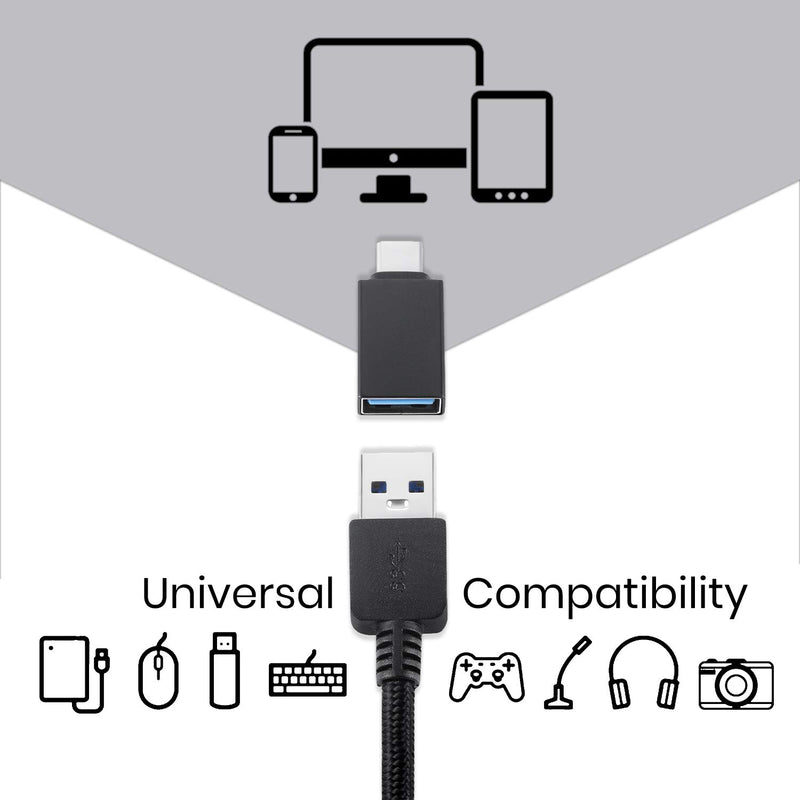  [AUSTRALIA] - Perixx PERIPRO-404 USB C Male to USB A Female Adapter - USB 3.0 Spec for Smartphone, Tablets, Laptop, and Desktops Computer - Black (11765) USB3.0 C Male to A Female Adapter