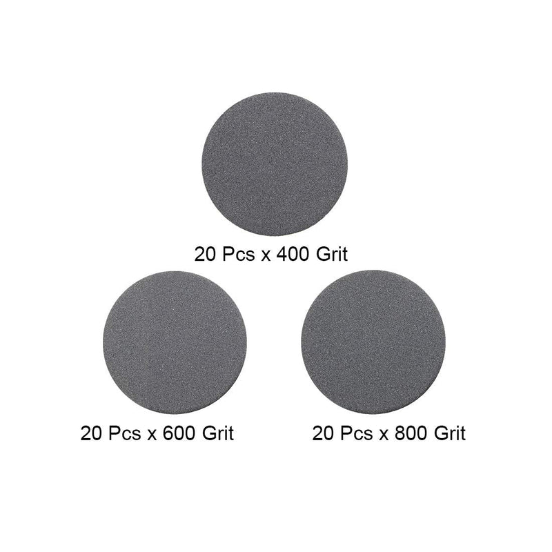  [AUSTRALIA] - uxcell 1-Inch Hook and Loop Sanding Disc Wet/Dry Silicon Carbide 400/600/800 Grit Assorted 60 Pcs