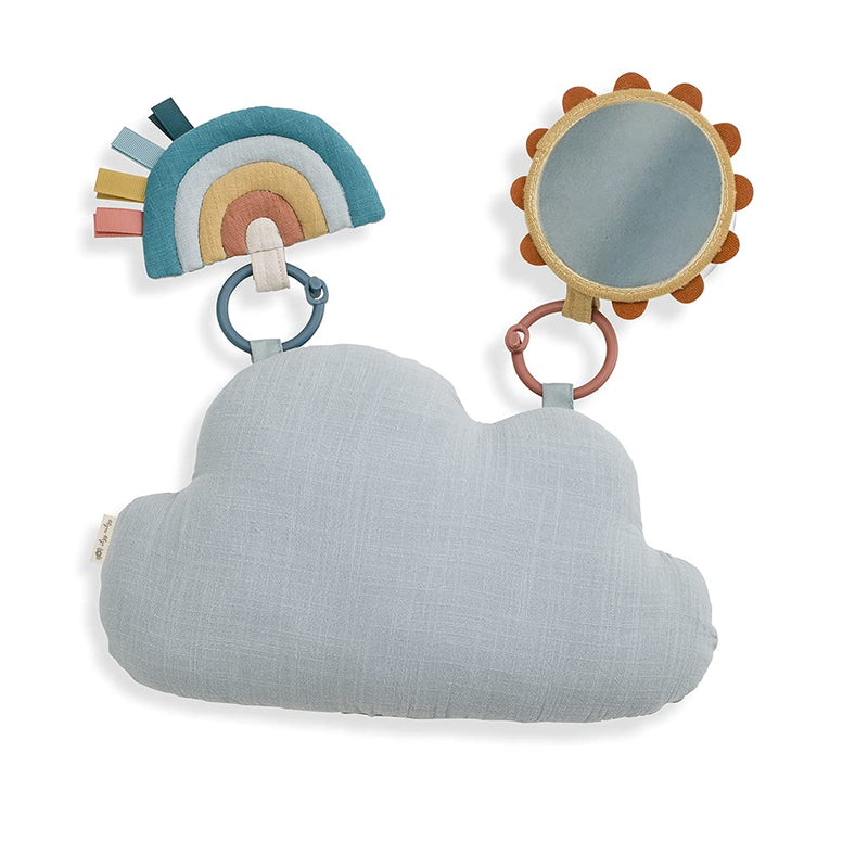 [AUSTRALIA] - Itzy Ritzy Tummy Time Play Mat, Includes Cloud-Shaped Bolster, Mirror & Crinkle Sound Toy, Rainbow