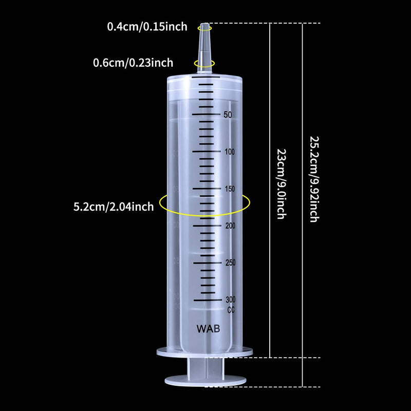  [AUSTRALIA] - BBTO 2 Pieces Large Plastic Syringe with Tube 2 Pieces 40 Inch Handy Plastic Tubing and 2 Pieces Connections for Scientific Lab, Glue Dispensing, Watering, Refilling, Feeding and Measuring (300 ML) 300 ML