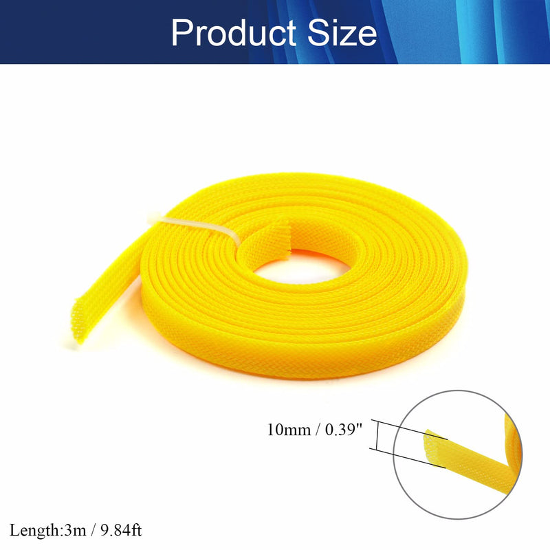  [AUSTRALIA] - Aicosineg PET Expandable Braided Sleeving Wrap for Audio Video Home Device Automotive Wire Protect Cables 10mm 3m Yellow1Pcs
