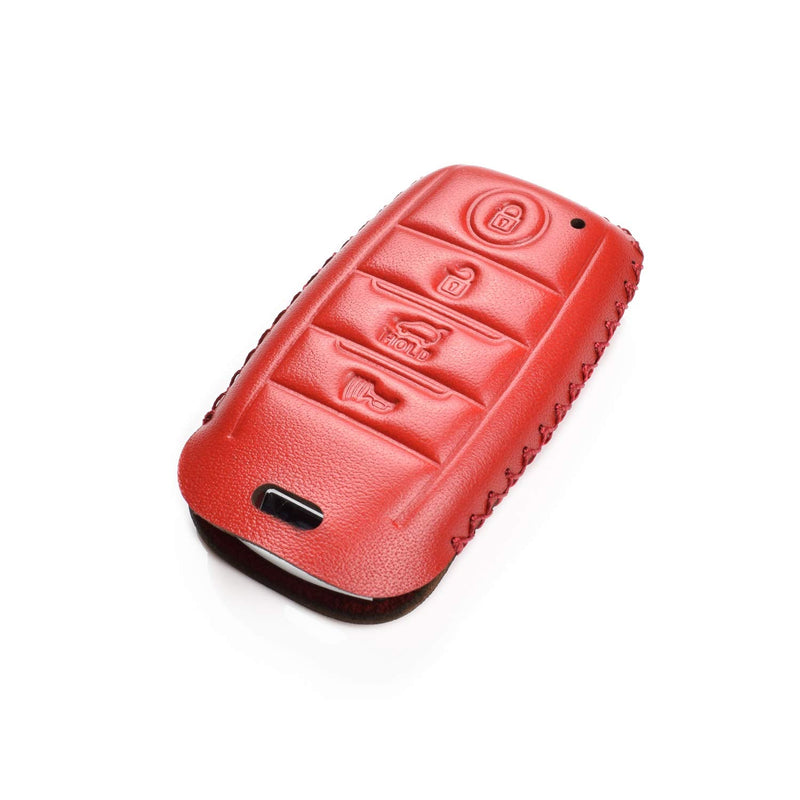  [AUSTRALIA] - Vitodeco Genuine Leather Smart Key Keyless Remote Entry Fob Case Cover with Key Chain for KIA K3, K6, Cerato, Forte, Sorento, Rio, Rio5, Optima (4 Buttons, Red) 4 Buttons