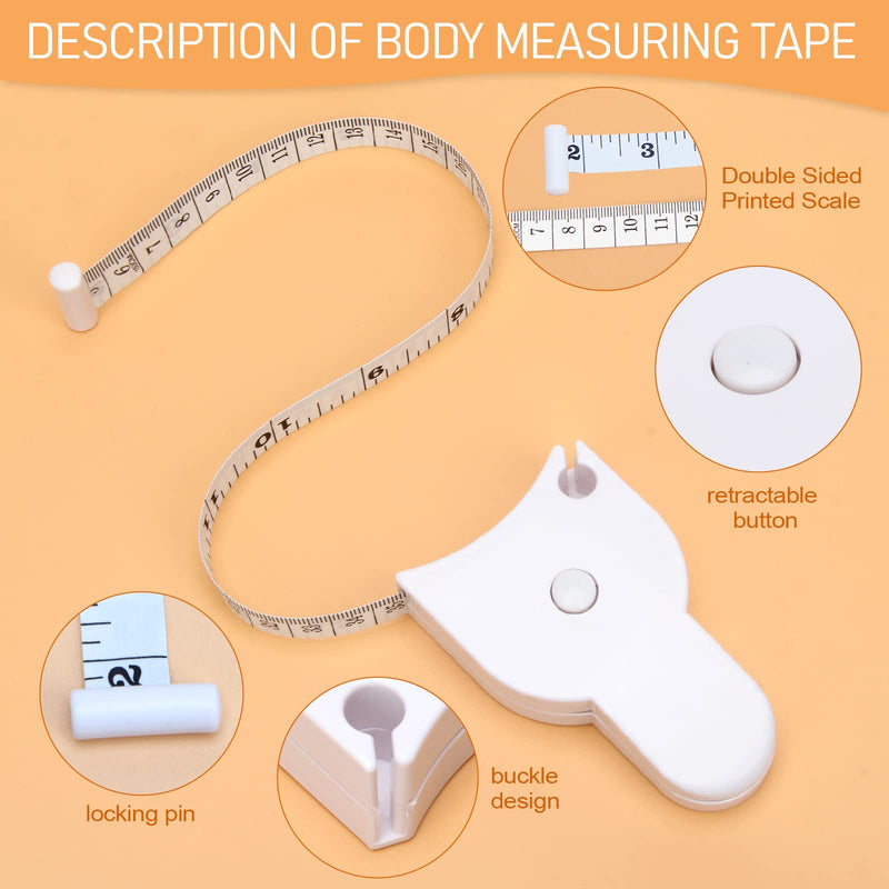 [AUSTRALIA] - Windspeed Body Measuring Tape Automatic Telescopic Tape Measure Retractable Measuring Tape for Arms Chest Thigh or Waist Measuring, Lock Pin and Push-Button Retract(White)