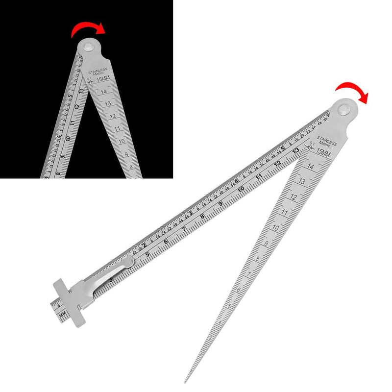  [AUSTRALIA] - Stainless Steel Taper Welding Gauge Test Welding Taper Gap Gauge Depth Ruler Hole Inspection Tool