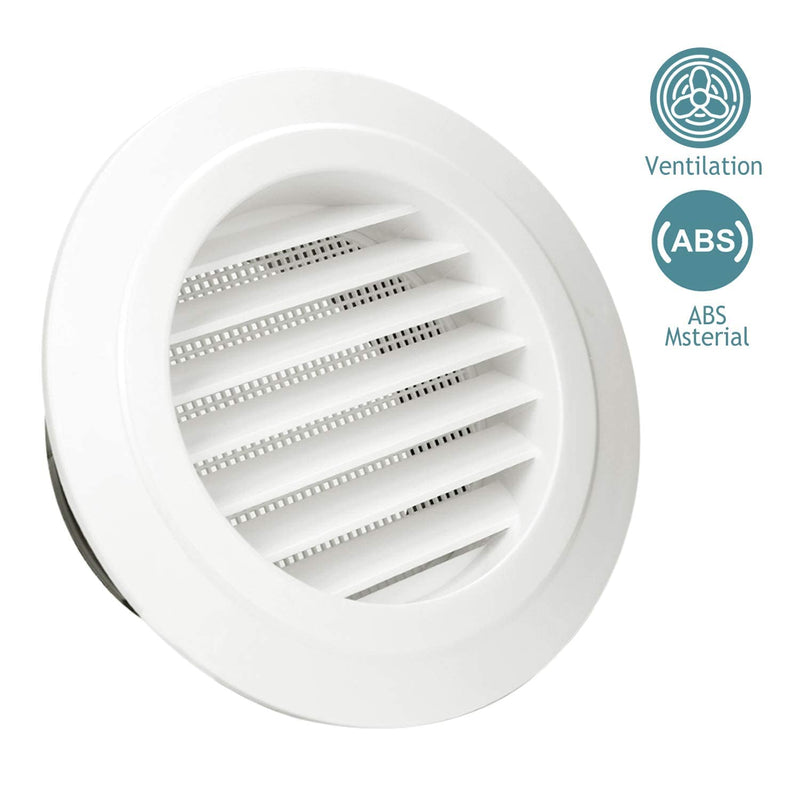  [AUSTRALIA] - 6 Inch Round Air Vent, HG Power ABS Louver Grille Cover Soffit Vent with Built-in Screen Mesh for Bathroom Office Kitchen Ventilation White 6 Inch