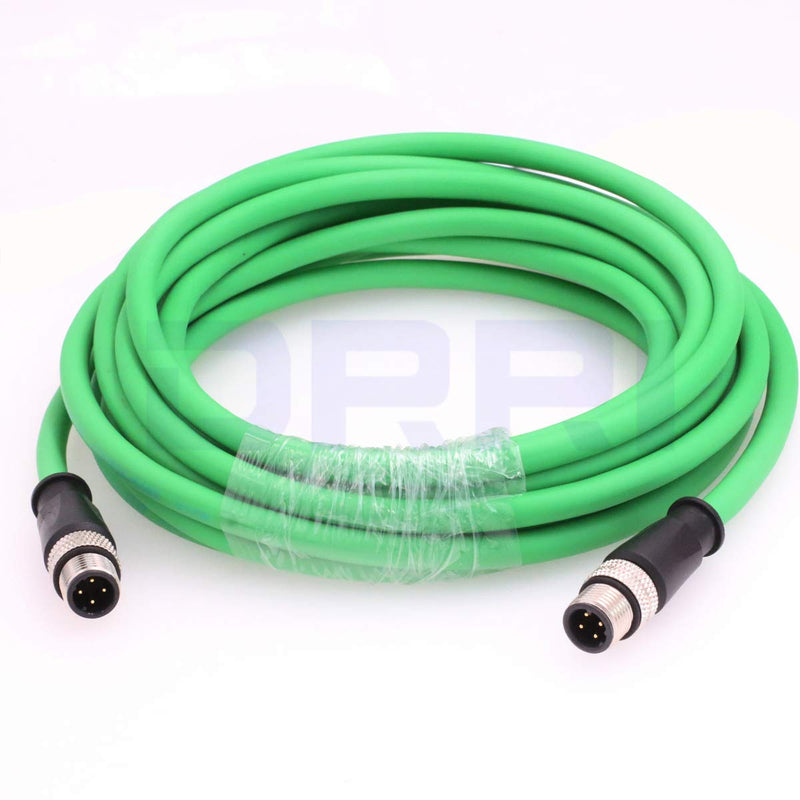  [AUSTRALIA] - DRRI M12 4Pin D-Code Male to D-Code Male Extension Ethernet Shielded Cat5 Cable (3M) 3M Green