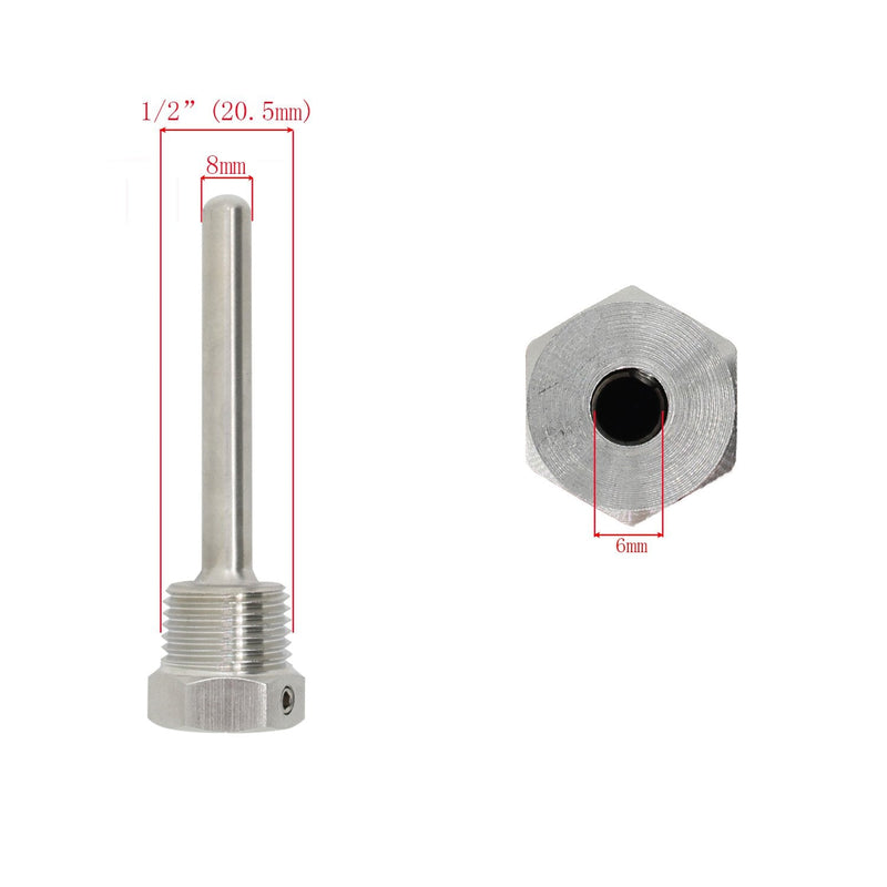  [AUSTRALIA] - 1/2" - 304 Stainless Steel Probe Immersion Screw On Probe with Locking Screw 30mm, 50mm, 100mm, 200mm, 300mm, 400mm, 500mm (100mm) 100mm