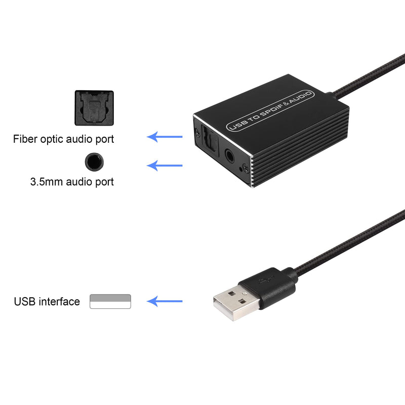  [AUSTRALIA] - GINTOOYUN USB Audio Extractor Converter USB to Optical Spdif Toslink & 3.5mm Audio Adapter Converter for TV, PS5, PS4, PC, Laptop,Smartphone to Sound Box Amplifier or Home Theater