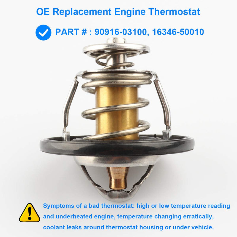 Engine Thermostat with Gasket, Replace 90916-03100, 9091603100, 16346-50010 Compatible with Toyota - 2000-2006 Tundra, 2003-2006 4Runner GX470, 2001-2006 Sequoia GS430 LS430, 1998-2006 LX470, More - LeoForward Australia