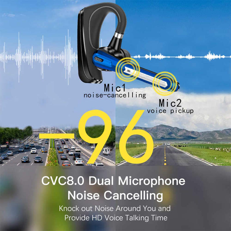  [AUSTRALIA] - Bluetooth Headset CVC8.0 Dual Mic Noise Cancelling, Wireless Bluetooth Earpiece Super Power V5.0 Hands-Free Earphones for iPhone Android Cell Phones Driver Trucker Business