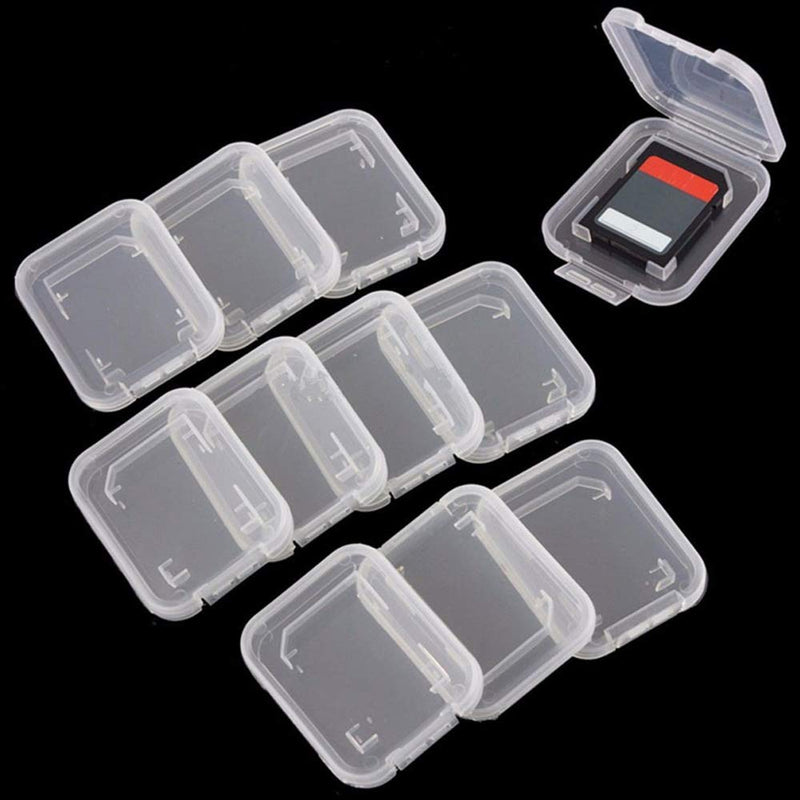 10 Pcs Plastic Memory Card Storage Case Compatible with SD MMC/SDHC PRO Duo White - LeoForward Australia