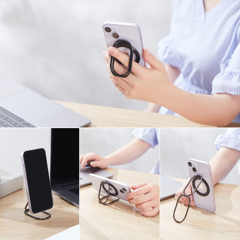  [AUSTRALIA] - Magnetic Phone Ring Holder Stand for MagSafe 360°Rotation Finger Grip Kickstand Adjustable Finger Phone Ring Stand Mag Safe Accessories for iPhone 14/13/12 Series Removable for Wireless Charging Black