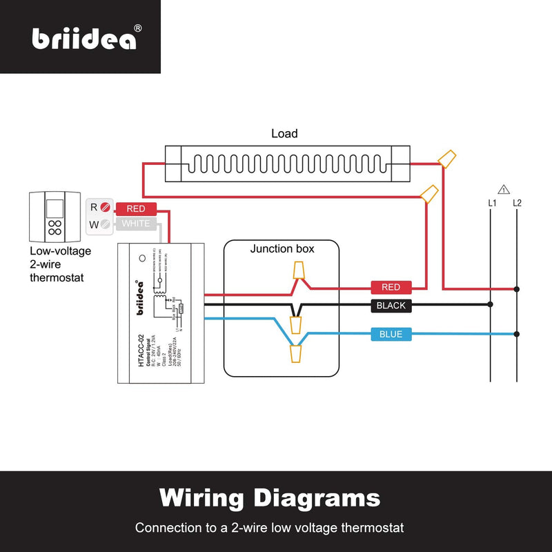  [AUSTRALIA] - 220V 240V Relay, Briidea On/Off Switch Electric Heating Relay with Built-in 24V Transformer, Replacement for Any Relay, Compatible with 24V Thermostat