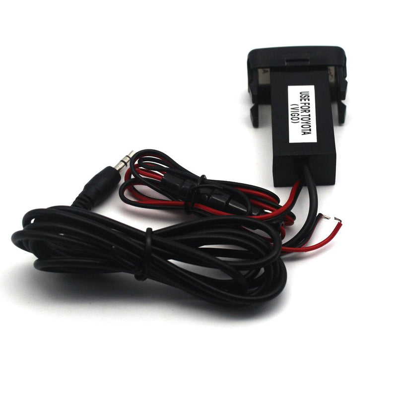  [AUSTRALIA] - MOTONG Car USB Socket Port with 3.5mm AUX Socket for Toyota VIGO Car USB Power Socket Port for iPhone 14/13/12/X/8/7/6/5, iPad, Samsung,LG,Huawei and More(40 * 20mm) Black
