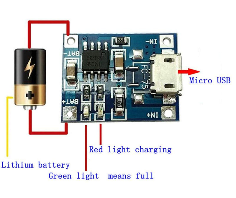  [AUSTRALIA] - DAOKI 10Pcs Battery Charging Board Micro USB TP4056 Lithium Battery Charger Module Charging Board with Protection 5V 1A Dual Functions TP405 Micro