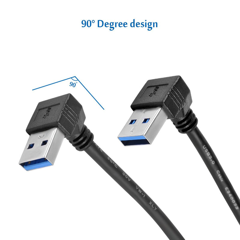  [AUSTRALIA] - UCEC USB 3.0 Extension Data Cable - Up & Down Angle - Type A Male to Female - Pack of 2 (Black) Black-Up & Down Angle