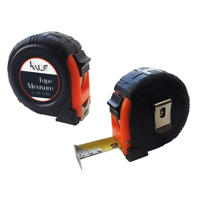  [AUSTRALIA] - Katzco Retractable Tape Measure - 2 Pack, 25 Feet Long - Durable and Heavy-Duty Tape Measure – for Commercial and Residential Use - for Science Projects, Construction Site, Handy Man