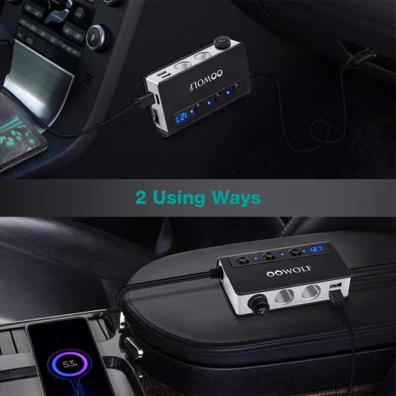  [AUSTRALIA] - OOWOLF Cigarette Lighter Adapter Quick Charge 3.0 180W 12V/24V 3-Socket Power Splitter 4 USB Ports Car Power Adapter Car Splitter for GPS, Dash Cam, Sat Nav, Phone, Tablet, etc Gray