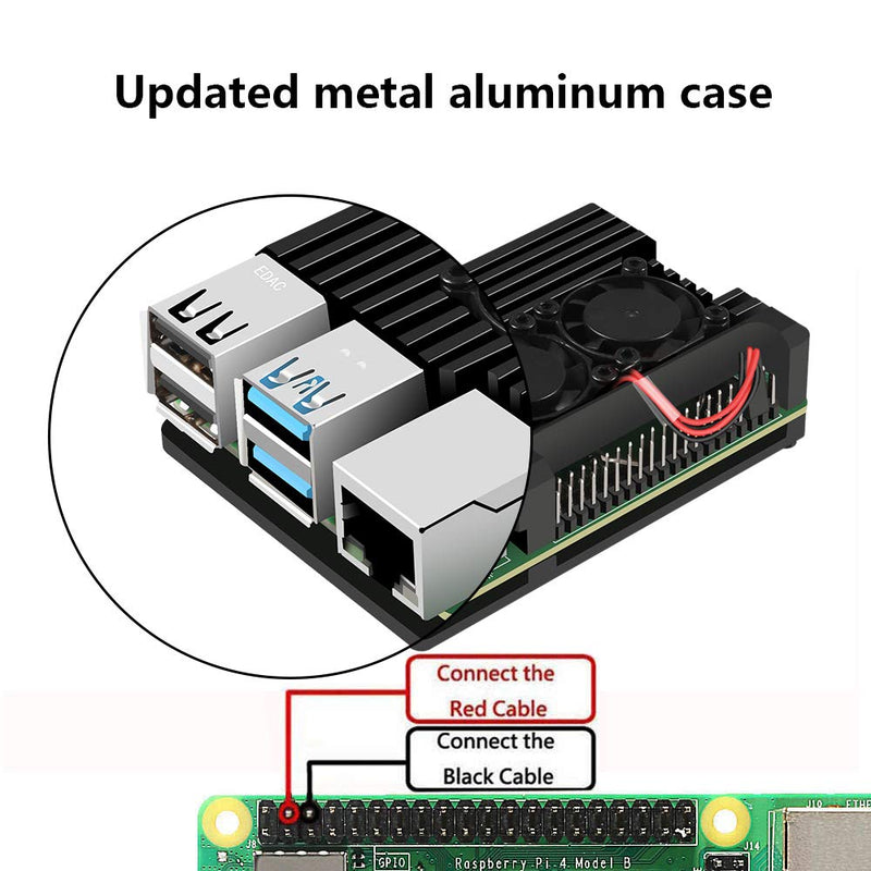  [AUSTRALIA] - Dorhea for Raspberry Pi 4 B Metal Case, Armor Case with Dual Cooling Fan Aluminium Armour - Heatsink Case for Raspberry Pi 4, Radiation and Rust Protection for Raspberry Pi 4 B (Black) black