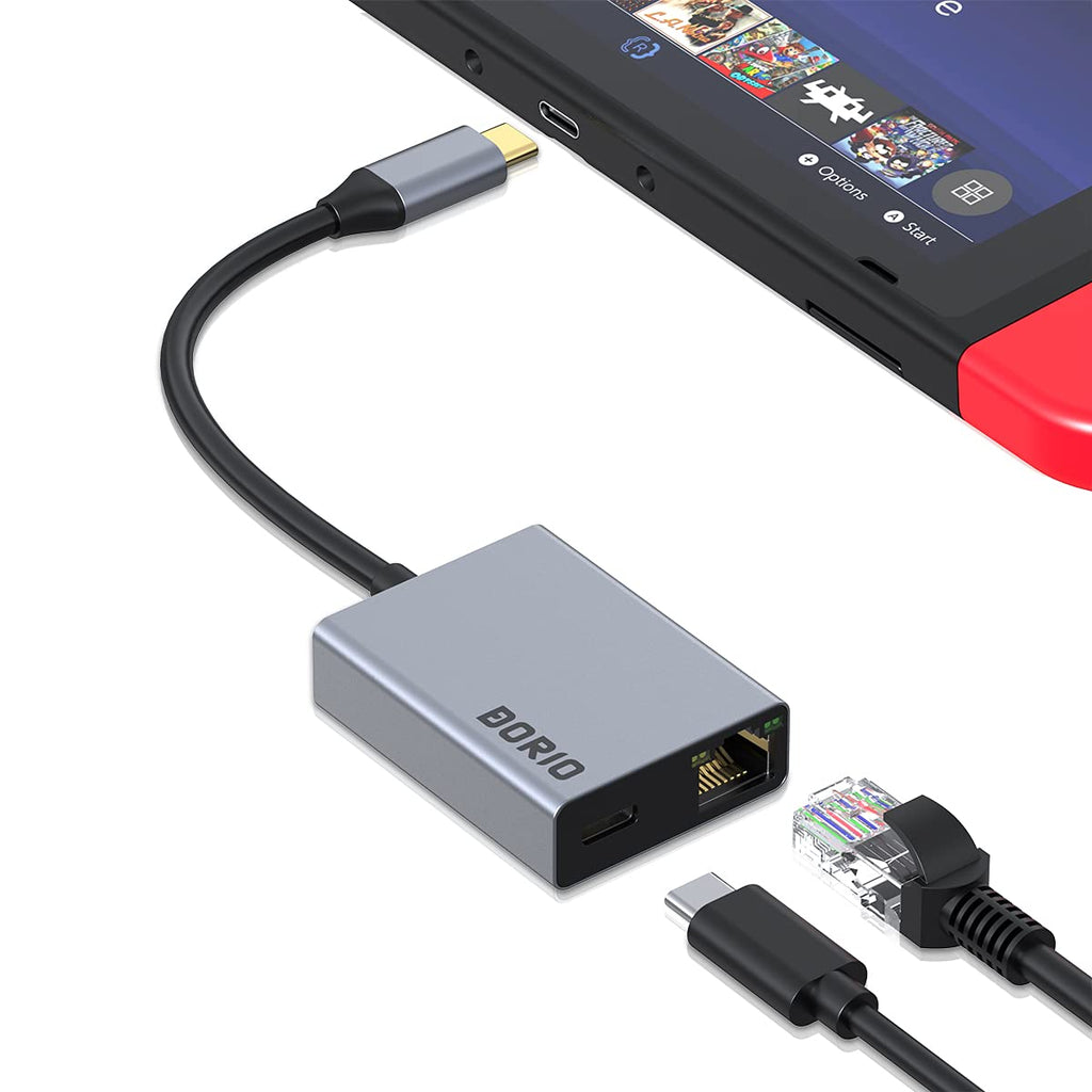  [AUSTRALIA] - BORIO USB C Type-C to Gigabit Ethernet LAN Network Adapter Hub, Dock Docking Station,Computer Networking Hubs, for Nintendo Switch，MacBook Pro, MacBook Air,iPad Pro,XPS, and More (silver gray)