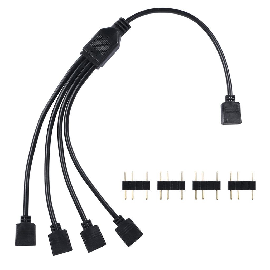  [AUSTRALIA] - YACSEJAO ARGB Splitter Cable 5V 3Pin Addressable RGB 1 to 4 Splitter Cable with Male Pins for Computer Chassis, CPU Cooler and 5V ARGB Fan