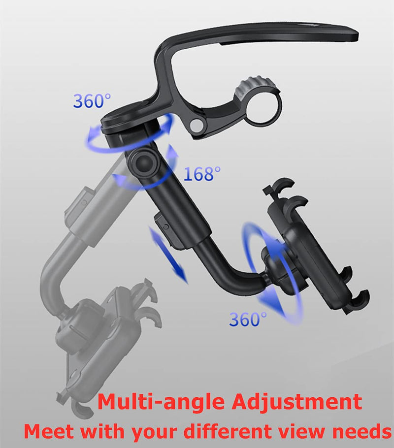  [AUSTRALIA] - HiYi Cell Phone Stand Car Phone Holder Mount, Upgraded Adjustable Arm Cradles 360° Rotation Car Mount Holder, Multifunctional Auto Dashboard Sun Visor Rearview Mirror Steering Wheel Clip Holder