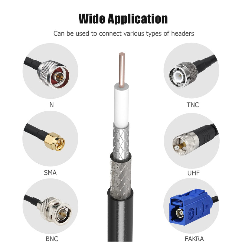  [AUSTRALIA] - RG58 Coaxial Cable 50 ft, RG58 A/U RF Coax Cable 50 Ohm Low Loss Coax Flexible Extension Bare Cable UIInosoo for WiFi Router Signal Booster Amplifer 50ft