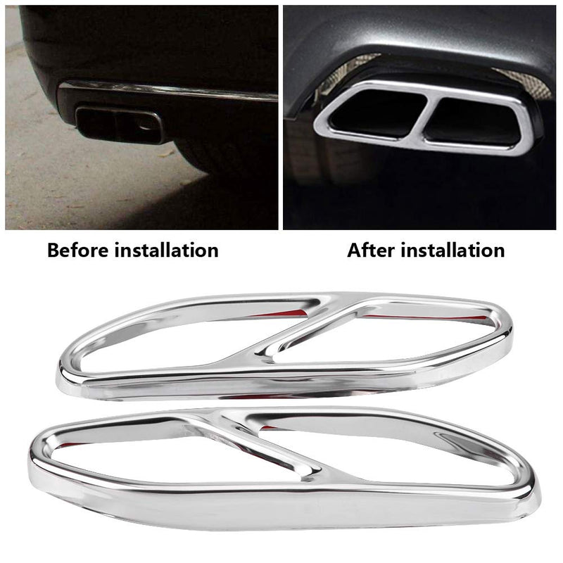 KIMISS 2Pcs Car Stainless Steel Silver Exhaust Tailpipe Cover Trim for Mercedes Benz S Class W222 2018 - LeoForward Australia