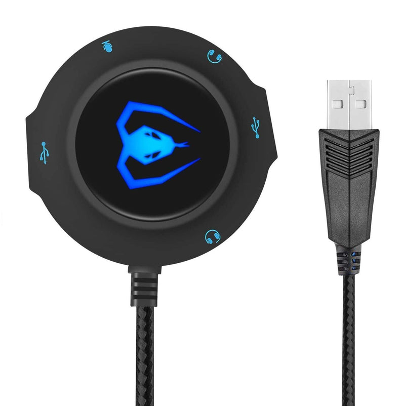  [AUSTRALIA] - Micolindun External Sound Card USB Hubs Audio Adapter to USB Port & 3.5mm Audio & Micro Jack for PC Laptop. Plug and Play (Blue) blue