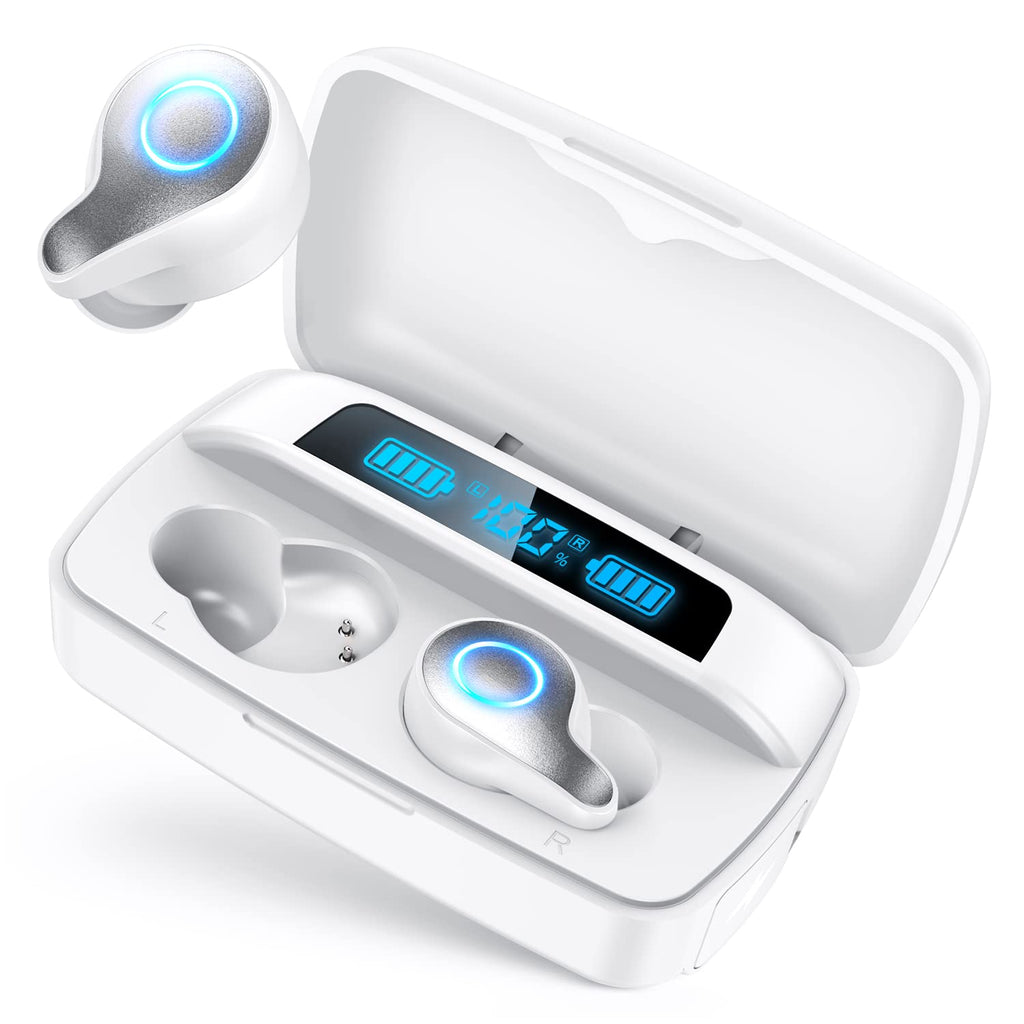  [AUSTRALIA] - NIPELL Wireless Earbuds, Bluetooth 5.2 Headphones with 1800mAh Charging Case - 88Hrs Play Time - Cell Phones Charging Function, Built-in Microphone IPX5 Waterproof Earphone for iOS/Android (White) White