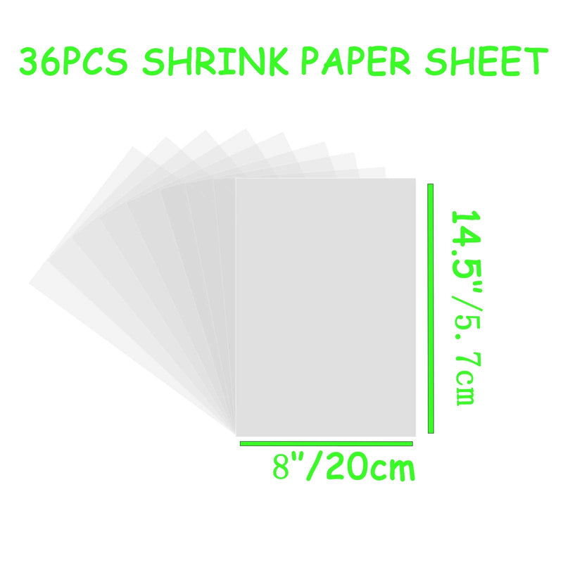  [AUSTRALIA] - Xmfdty Shrink Dink Sheets,36Pack Shrink Film Sheets Sanded Shrink Plastic Sheets,Shrink Paper for Kids Creative Craft DIY Ornaments(8 x 5.7inch)