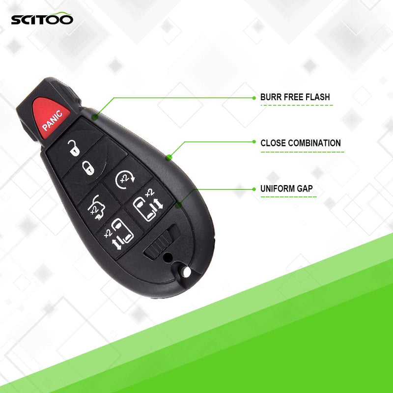 SCITOO 1PC Replacement for 6 Buttons Keyless Entry Remote Car Key Fob Case Pad Outer Cover 2008-2014 Jeep Grand Cherokee Volkswagen Dodge Grand Caravan Journey FCC IYZC01C - LeoForward Australia