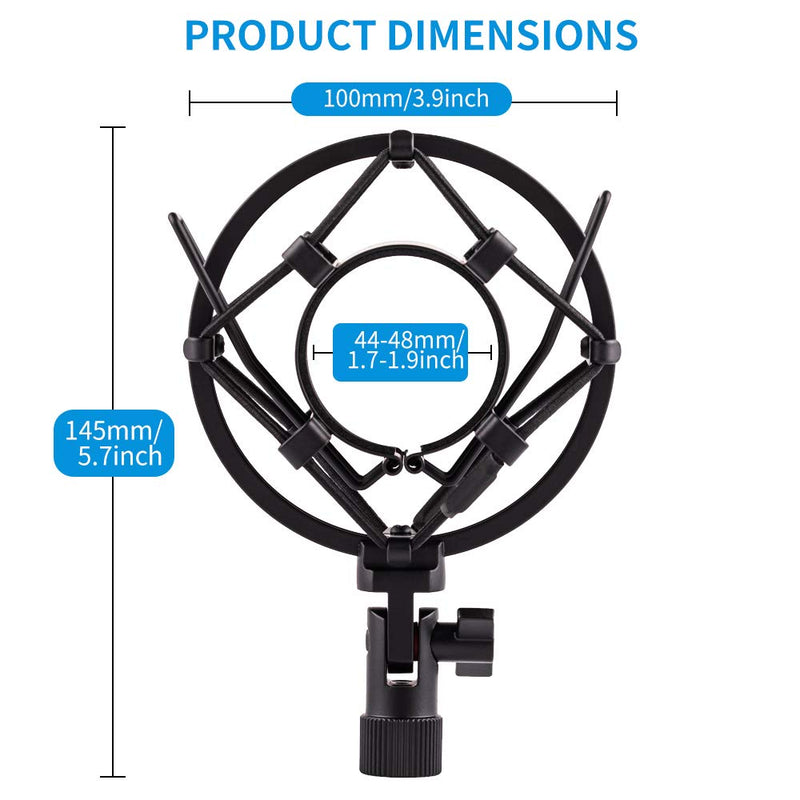  [AUSTRALIA] - LYRCRO Microphone Shock Mount, Mic Anti-Vibration Suspension Shock Mount Holder Clip for 44mm-49mm Diameter Condenser Mic like MXL V67G V67i V69M V87 550 Studio 24 V76T Babybottle SL