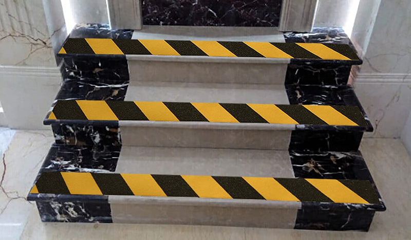  [AUSTRALIA] - Anti Slip Tape, High Traction,Strong Grip Abrasive, Not Easy Leaving Adhesive Residue, Indoor & Outdoor (6" Width x 190" Long, Black/Yellow) 6" Width x 190" Long