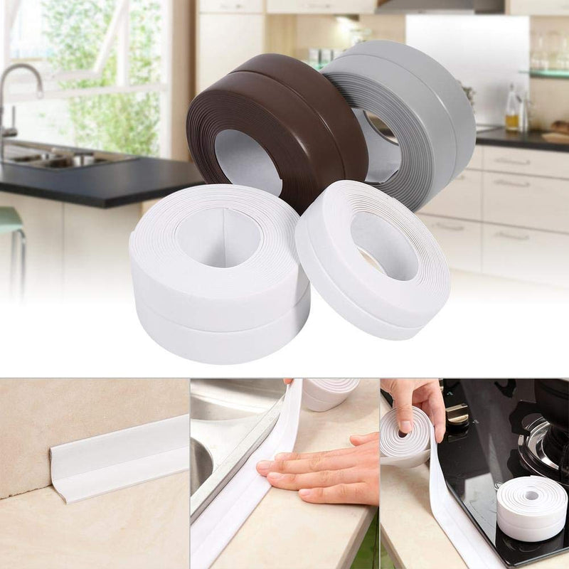  [AUSTRALIA] - Sealing Strip, 3 Colors 3.2M Adhesive Bath and Wall Length Tape CaulkSelf Sink Basin Edge Trim Kitchen (38mm Gray)