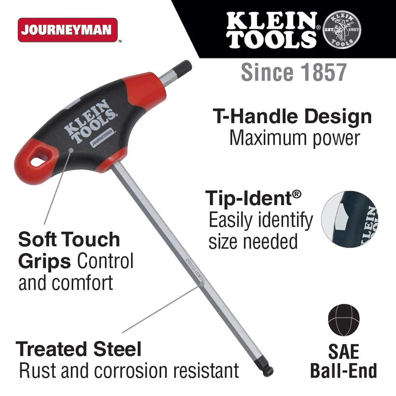  [AUSTRALIA] - 3/32-Inch Ball End Hex Key with Journeyman T-Handle, 6-Inch Klein Tools JTH6E06BE 3/32-Inch SAE