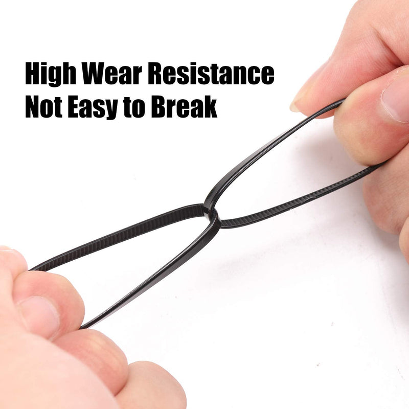  [AUSTRALIA] - Black Zip Ties Assorted Size Cable Zip Tie 400 Pack Wire Zip Ties Outdoor Use 4" +5"+6"+8"+10"and 12" Heavy Duty Zip Ties Assorted for Home Office Use Black