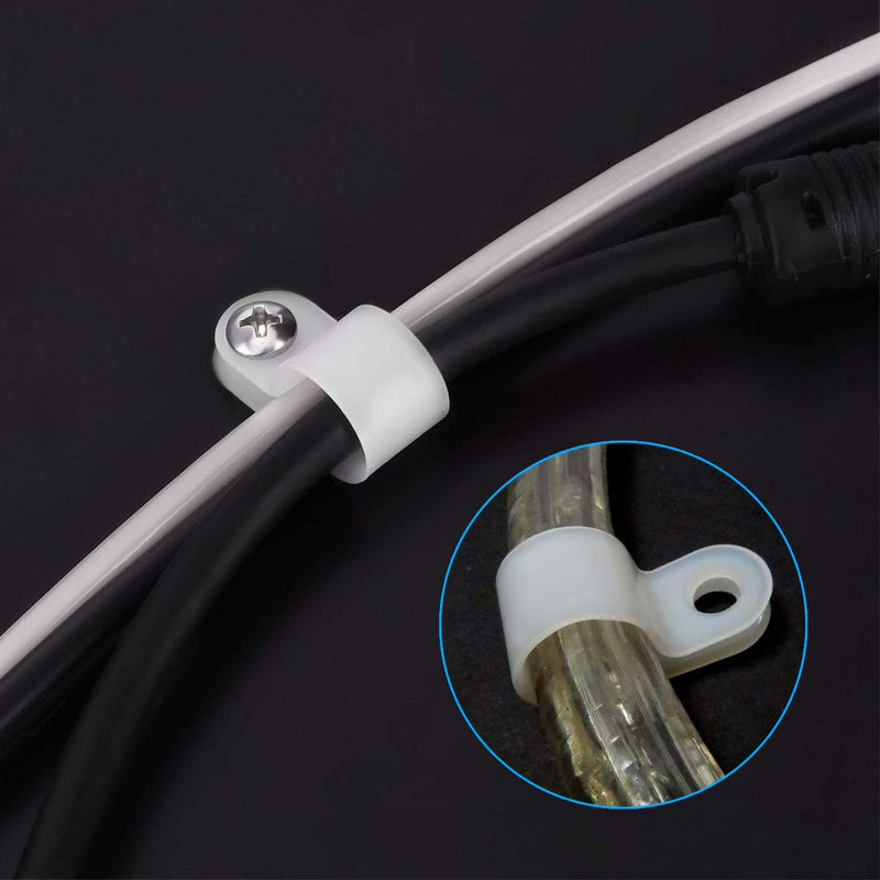  [AUSTRALIA] - LOKMAN 100 Pack 1/4 Inch Rope Light P-Style Mounting Clips with Compatible Stainless Steel Pan Head Phillips Screws 1/4 in (100+100)